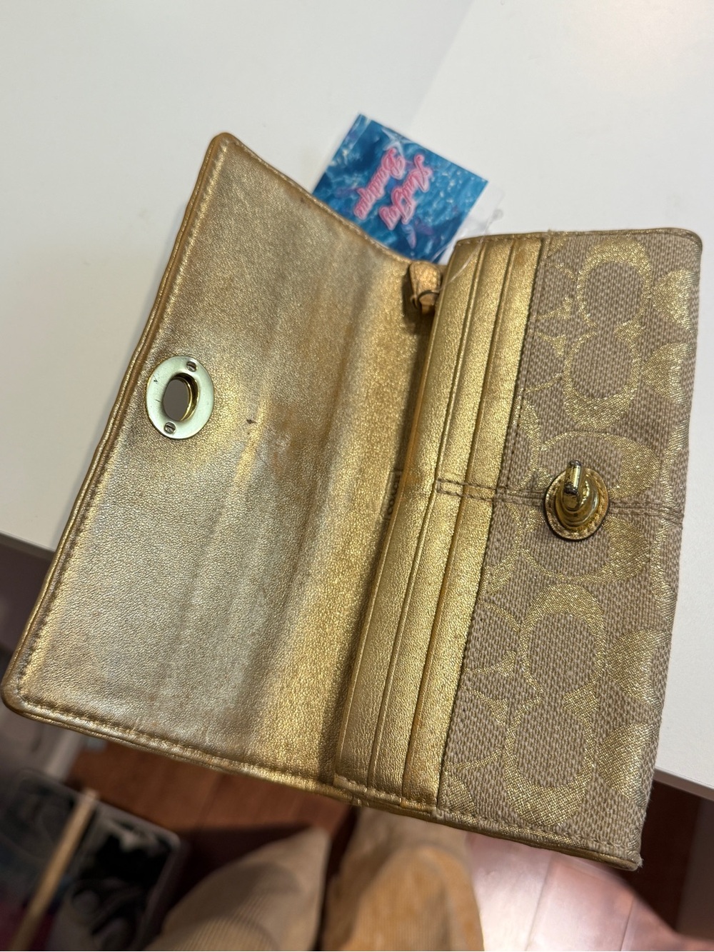 Coach Gold Metallic Wallet - Picture 3 of 6